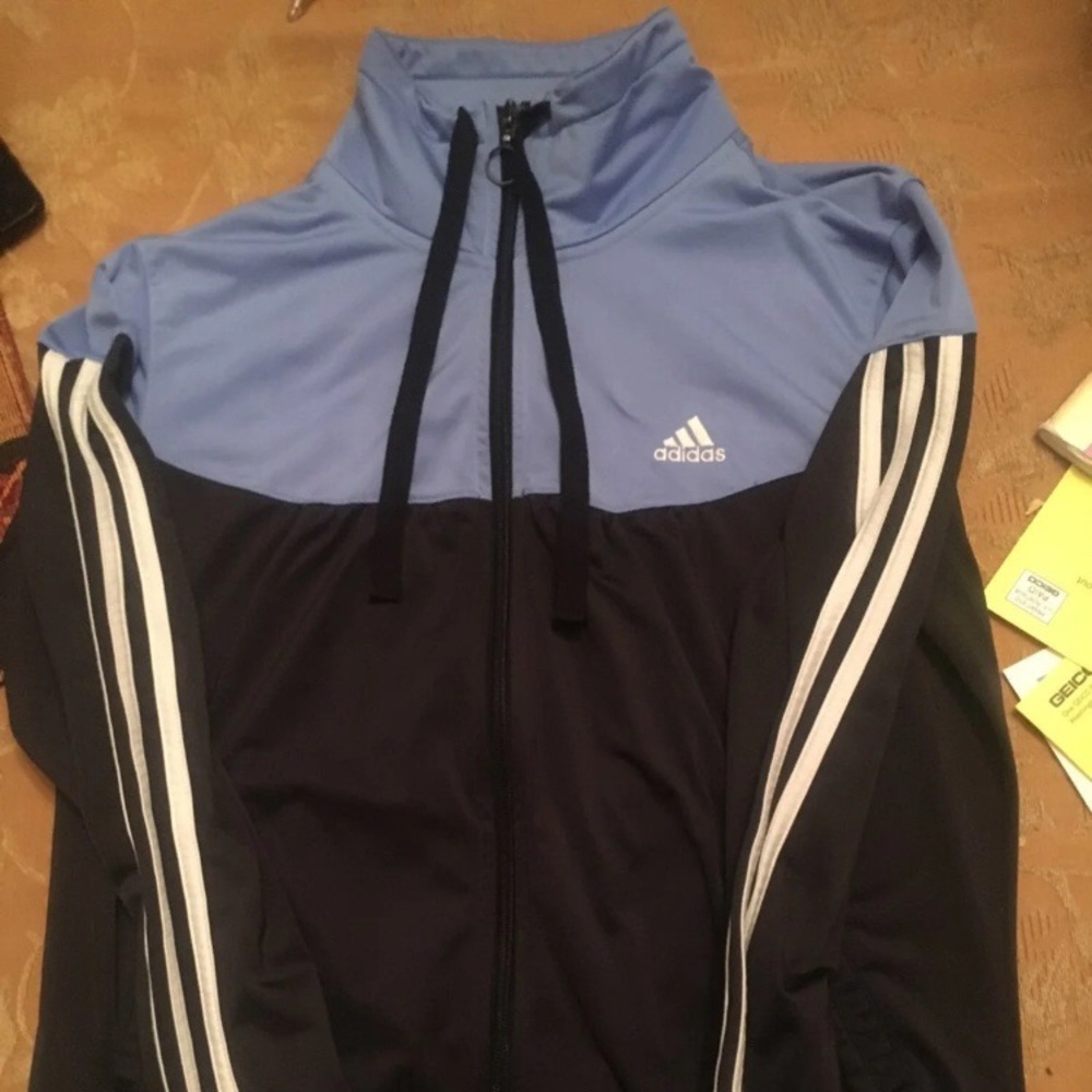 Adidas track jacket babu blue and black